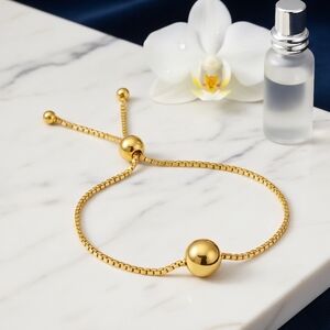 Elegant 18K Gold Plated Beaded Adjustable Bracelet | Minimalist Dainty Chic